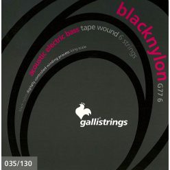   G-77-6 Galli Black Nylon string set acoustic 6-string bass tape wound, 035-130