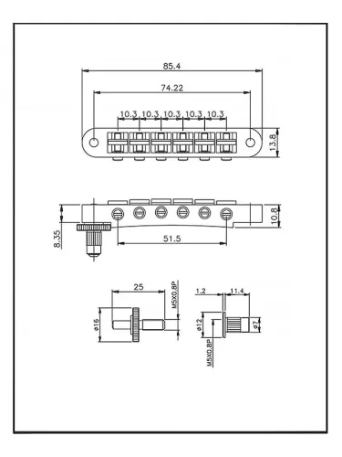 GB0541010 Allparts  Nashville tune-o-matic bridge, chrome