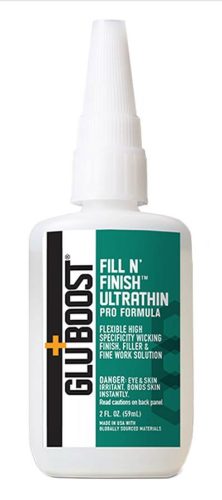 GBFNFUT2 Gluboost  Fill n Finish ultra thin finisher cyanoacrylic glue, Pro formula, 2oz (59ml) bottle