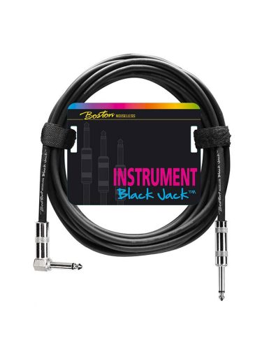 GC-230-1 Boston Black Jack instrument cable, black, 1 x jack metal + 1x angled jack metal, 1 meter