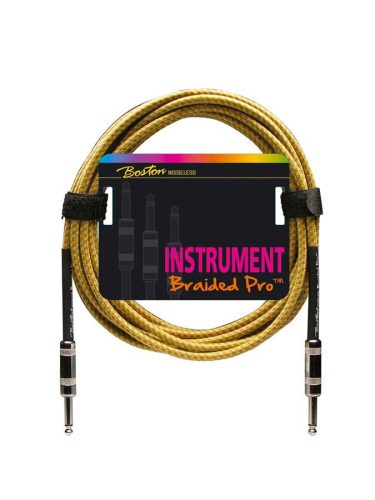 GC-262-3 Boston Braided Pro instrument cable, vintage yellow, 2 x jack metal, 3 meter