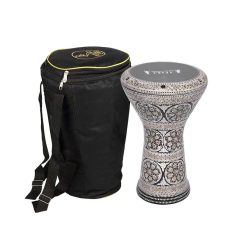   GDRM-104 Gawharet El Fan  cast aluminum goblet drum, hand inlayed Egyptian model, 22cm diameter, 44cm high