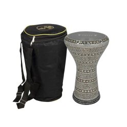   GDRM-105 Gawharet El Fan  cast aluminum goblet drum, hand inlayed Egyptian model, 22cm diameter, 44cm high