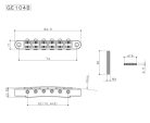 GE104B-AN Gotoh Master Relic Collection bridge for e-guitar, "tune-o-matic", thumbwheel spacing 74,0mm, hard zinc saddles, aged nickel