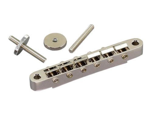 GE104B-N Gotoh  bridge for e-guitar, "tune-o-matic", thumbwheel spacing 74,0mm, hard zinc saddles, nickel