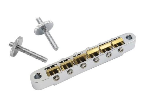 GE104BCBS3 Hosco Japan  by Gotoh vintage style T-O-M bridge, 12" radius, brass unnotched saddles, chrome