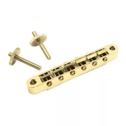   GE104BGBS3 Hosco Japan  by Gotoh vintage style T-O-M bridge, 12" radius, brass unnotched saddles, gold