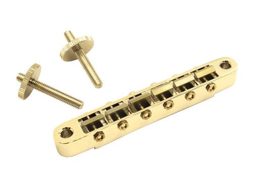 GE104BGBS3 Hosco Japan  by Gotoh vintage style T-O-M bridge, 12" radius, brass unnotched saddles, gold