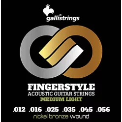   GFS1256 Galli Fingerstyle string set acoustic, nickel & bronze winding, medium light 012-016-025-035-045-056