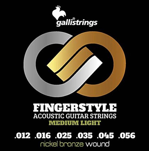 GFS1256 Galli Fingerstyle string set acoustic, nickel & bronze winding, medium light 012-016-025-035-045-056