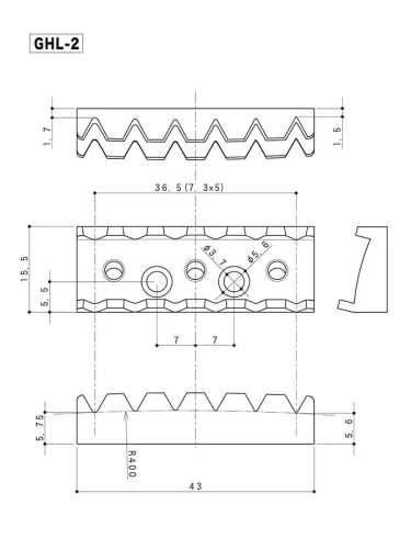 GHL-2GG Gotoh  locking nut, 43mm width, 36.5mm string spacing, top mount type, gold