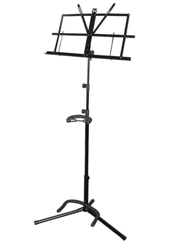 GMS-100 Boston  guitar stand/music stand combination, metal, black, collapsible, with sheet music retainers