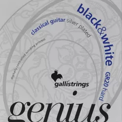   GR-20 Galli Genius string set classic, black trebles and silverplated basses, hard tension, 028-032-040-030-038-045