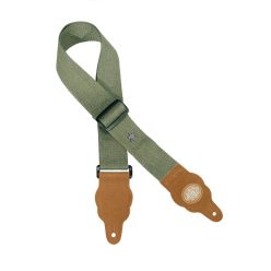   GST-100-AGN Gaucho Grass Series guitar strap, hemp with brown suede slips, army green