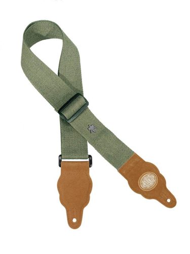 GST-100-AGN Gaucho Grass Series guitar strap, hemp with brown suede slips, army green