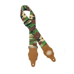   GST-100-AR Gaucho Grass Series guitar strap, hemp with brown suede suede slips, army pattern