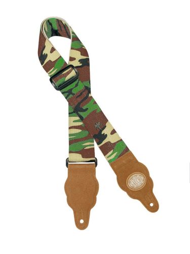 GST-100-AR Gaucho Grass Series guitar strap, hemp with brown suede suede slips, army pattern