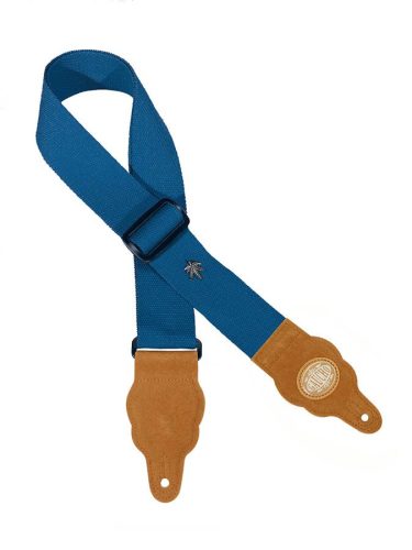 GST-100-CU Gaucho Grass Series guitar strap, hemp with brown suede slips, cobalt blue