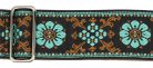 GST-1180-3 Gaucho Traditional Deluxe Series guitar strap, 2 jacquard weave, brown leather slips, brown garment leather backing, brown/blue