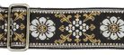 GST-1180-4 Gaucho Traditional Deluxe Series guitar strap, 2 jacquard weave, brown leather slips, brown garment leather backing, white/black