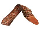 GST-1280-1 Gaucho Authentic Deluxe Series guitar strap, 2" jacquard weave, leather slips with pins, brass buckle, suede backing, br/or