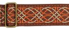 GST-1280-1 Gaucho Authentic Deluxe Series guitar strap, 2" jacquard weave, leather slips with pins, brass buckle, suede backing, br/or