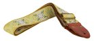 GST-1280-3 Gaucho Authentic Deluxe Series guitar strap, 2" jacquard weave, leather slips with pins, brass buckle, suede backing, yw/gn