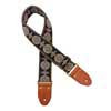 GST-1280-4 Gaucho Authentic Deluxe Series guitar strap, 2" jacquard weave, leather slips with pins, brass buckle, suede backing, bk/bu/rd