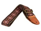 GST-1280-5 Gaucho Authentic Deluxe Series guitar strap, 2" jacquard weave, leather slips with pins, brass buckle, suede backing, bl/pk