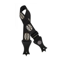   GST-141-BK Gaucho Icon Series guitar strap, deluxe black nylon with faux leather slips, mask print