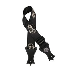   GST-142-BK Gaucho Icon Series guitar strap, deluxe black nylon with faux leather slips, dragon print