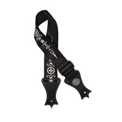   GST-143-BK Gaucho Icon Series guitar strap, deluxe black nylon with faux leather slips, ornament print