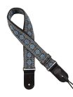 GST-181-BG Gaucho Traditional Series guitar strap, 2 jacquard weave, leather slips, blue and grey