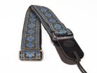 GST-181-BG Gaucho Traditional Series guitar strap, 2 jacquard weave, leather slips, blue and grey