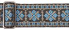 GST-181-BG Gaucho Traditional Series guitar strap, 2 jacquard weave, leather slips, blue and grey