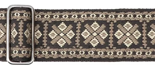 GST-181-GY Gaucho Traditional Series guitar strap, 2 jacquard weave, leather slips, grey