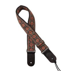   GST-181-RG Gaucho Traditional Series guitar strap, 2 jacquard weave, leather slips, red and grey