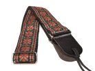 GST-181-RG Gaucho Traditional Series guitar strap, 2 jacquard weave, leather slips, red and grey