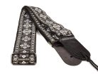 GST-181-WG Gaucho Traditional Series guitar strap, 2 jacquard weave, leather slips, white and grey