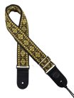 GST-181-YE Gaucho Traditional Series guitar strap, 2 jacquard weave, leather slips, yellow