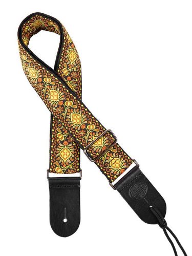 GST-184-07 Gaucho Traditional Series guitar strap, 2 jacquard weave, leather slips, multi colors