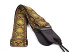 GST-184-07 Gaucho Traditional Series guitar strap, 2 jacquard weave, leather slips, multi colors