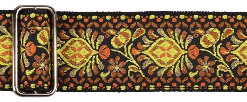 GST-184-07 Gaucho Traditional Series guitar strap, 2 jacquard weave, leather slips, multi colors