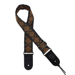   GST-184-10 Gaucho Traditional Series guitar strap, 2 jacquard weave, leather slips, multi colors