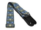 GST-186-BU Gaucho Traditional Series guitar strap, 2 jacquard weave, leather slips, blue mosaic