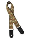 GST-186-GD Gaucho Traditional Series guitar strap, 2 jacquard weave, leather slips, gold mosaic