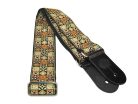 GST-186-GD Gaucho Traditional Series guitar strap, 2 jacquard weave, leather slips, gold mosaic