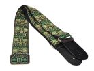 GST-186-GN Gaucho Traditional Series guitar strap, 2 jacquard weave, leather slips, green mosaic