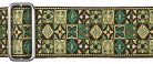 GST-186-GN Gaucho Traditional Series guitar strap, 2 jacquard weave, leather slips, green mosaic