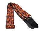 GST-186-OR Gaucho Traditional Series guitar strap, 2 jacquard weave, leather slips, orange mosaic